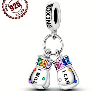 925 Sterling Silver Boxing Glove bracelet necklace charm NWT